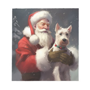 Wire Fox Terrier Santa Claus Festive Christmas Notepad