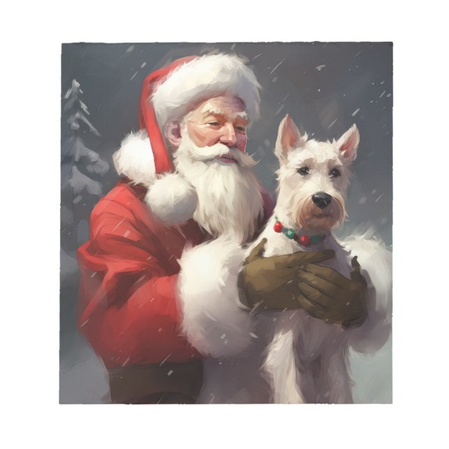 Wire Fox Terrier Santa Claus Festive Christmas Notepad (Front)