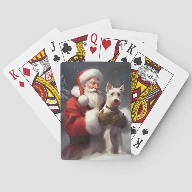 Wire Fox Terrier Santa Claus Festive Christmas Playing Cards (Back)