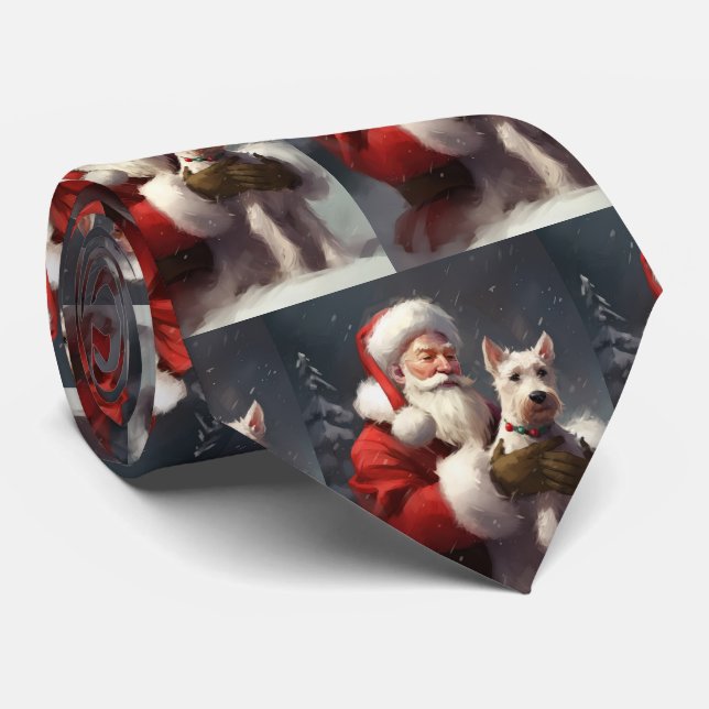 Wire Fox Terrier Santa Claus Festive Christmas Tie (Rolled)