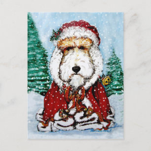 Wire Fox Terrier Santa Holiday Postcard