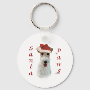 Wire Fox Terrier Santa Paws Key Ring
