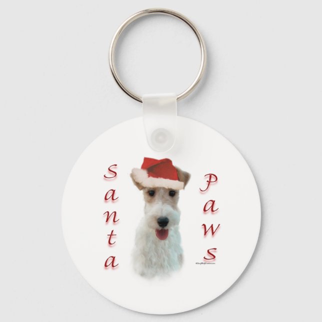 Wire Fox Terrier Santa Paws Key Ring (Front)
