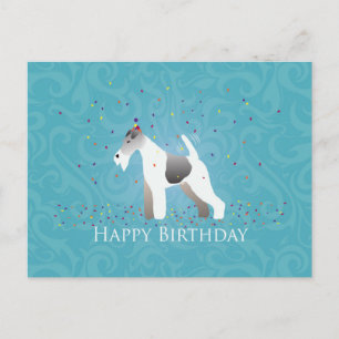 Wire Fox Terrier Silhouette Birthday Design Postcard