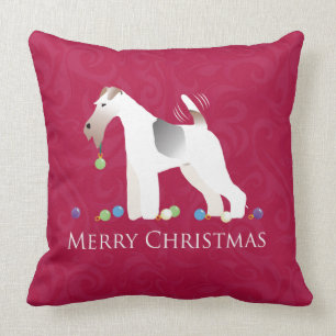 Wire Fox Terrier Silhouette Christmas Design Cushion