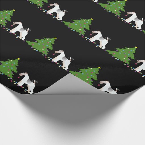 Image of Wire Fox Terrier Silhouette Christmas Design Wrapping Paper