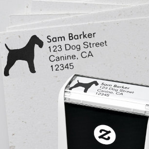 Wire Fox Terrier Silhouette Return Address Self-inking Stamp