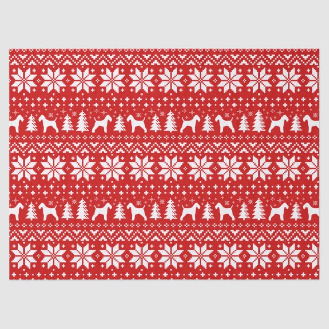 Wire Fox Terrier Silhouettes Christmas Pattern Tissue Paper (Front)