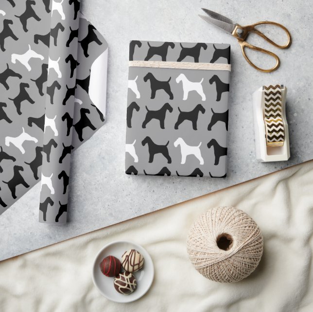 Wire Fox Terrier Silhouettes Pattern Wrapping Paper (Crafts)
