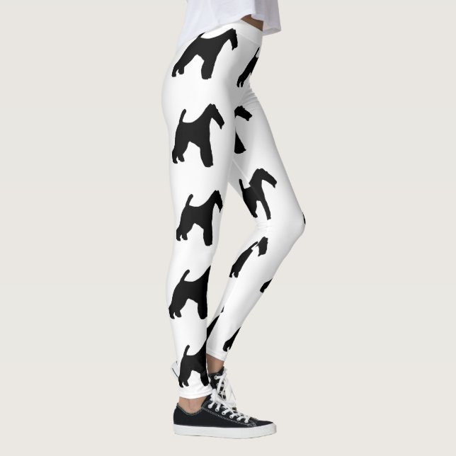 Wire Fox Terrier silo black Leggings (Right)