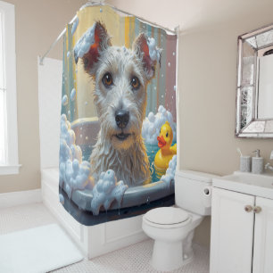 Wire Fox Terrier Sloppy Sleepy Cute Funny  Shower Curtain
