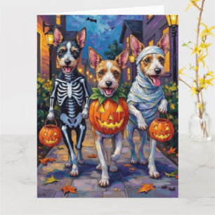Wire Fox Terrier Trick-or-Treating Halloween  Card