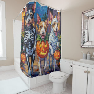 Wire Fox Terrier Trick-or-Treating Halloween Shower Curtain