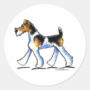 Wire Fox Terrier Trot Classic Round Sticker