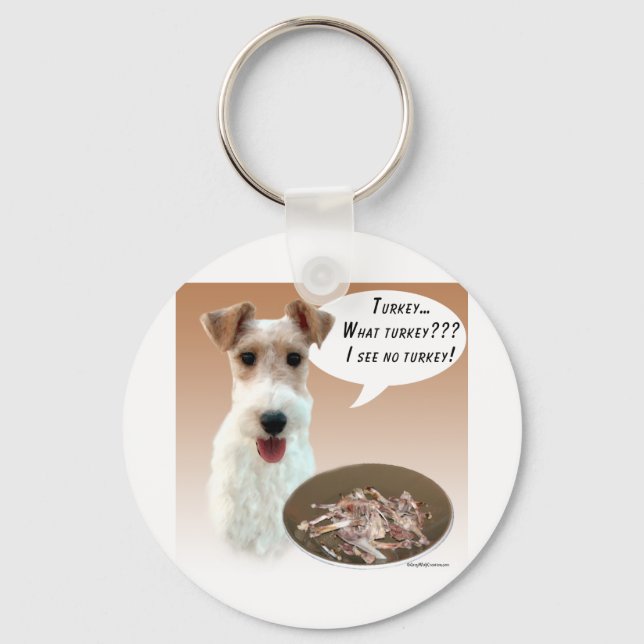 Wire Fox Terrier Turkey Key Ring (Front)