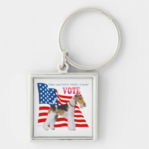 Wire Fox Terrier VOTE Key Ring