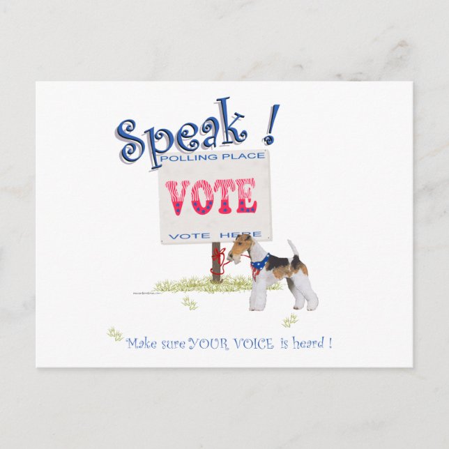 Wire Fox Terrier Voting Voice Postcard (Front)