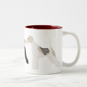 Wire Fox Terriers silhouettes / shadows Two-Tone Coffee Mug