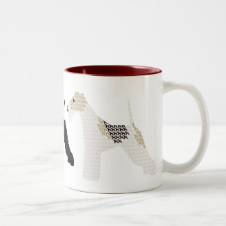 Wire Fox Terriers silhouettes / shadows Two-Tone Coffee Mug