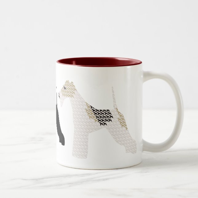 Wire Fox Terriers silhouettes / shadows Two-Tone Coffee Mug (Right)