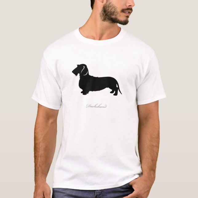 Wire Hair Dachshund silhouette v3 T-Shirt (Front)