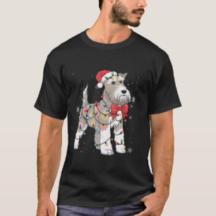 Wire Hair Fox Terrier Dog Christmas Light Xmas Dad T-Shirt