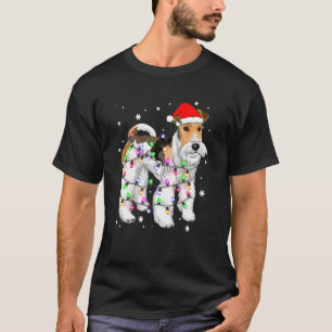 Wire Hair Fox Terrier Dog Christmas Light Xmas Mum T-Shirt