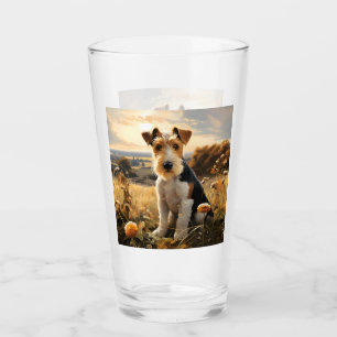 Wire Hair Fox Terrier In Autumn Countryside Glass