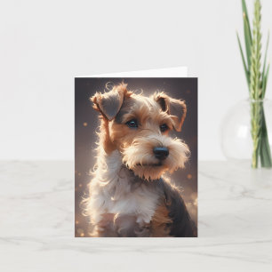 Wire Hair Fox Terrier In Autumn Countryside Note Card