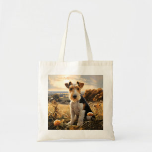 Wire Hair Fox Terrier In Autumn Countryside Tote Bag