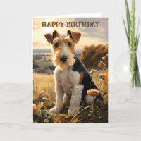 Wire Hair Fox Terrier In Countryside Birthday