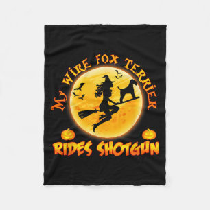 Wire Hair Fox Terrier Rides Shot Dog Halloween Men Fleece Blanket
