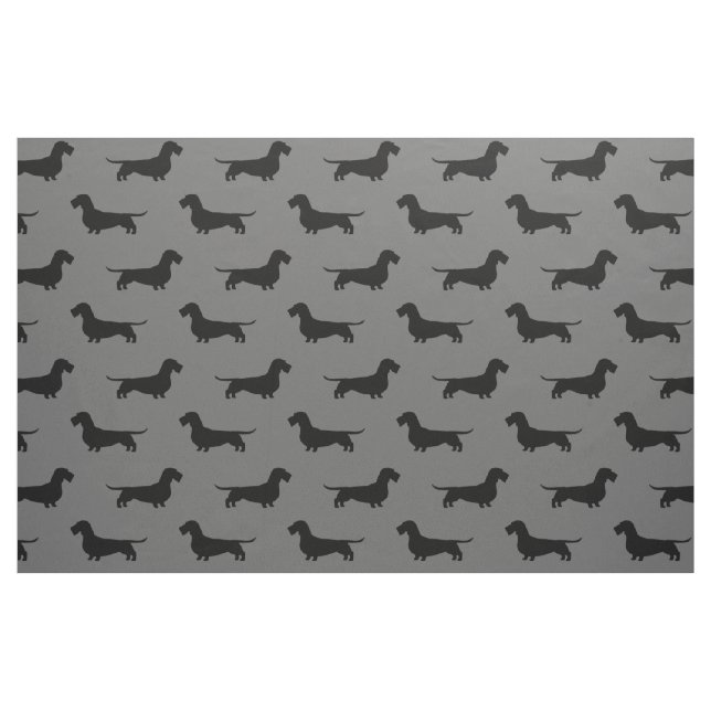 Wire Haired Dachshund Dog Silhouettes Pattern Fabric (Fat Quarter)