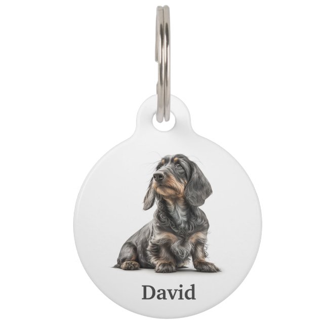 Wire-haired Dachshund Personalise Pet Tag (Front)
