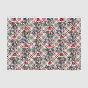 Wire Haired Dachshund Santa Dog Plaid Christmas Tissue Paper