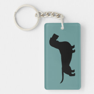 Wire Haired Dachshund Silhouette Key Ring