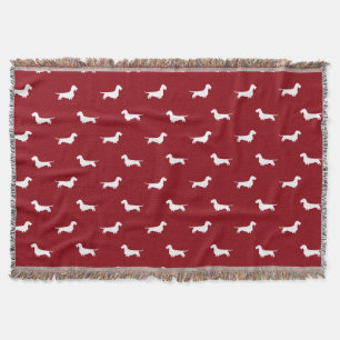 Wire Haired Dachshund Silhouettes Pattern Throw Blanket