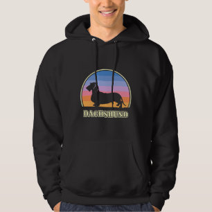 Wire Haired Dachshund Vintage Sunset Dog Hoodie