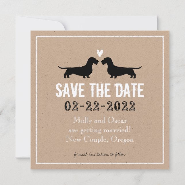 Wire Haired Dachshunds Wedding Save the Date Invitation (Front)