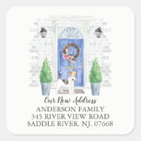 Wire Haired Fox Terrier Blue Door Address Label
