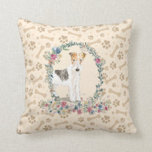 Wire Haired Fox Terrier Dog Paw Print & Floral