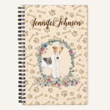 Wire Haired Fox Terrier Dog Paw Print & Floral