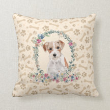 Wire Haired Jack Russell Dog Paw Print & Floral
