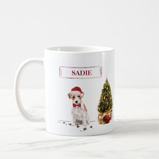 Wire Haired Jack Russell Funny Christmas Dog Coffee Mug (Left)