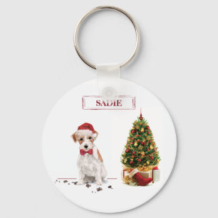 Wire Haired Jack Russell Funny Christmas Dog Key Ring