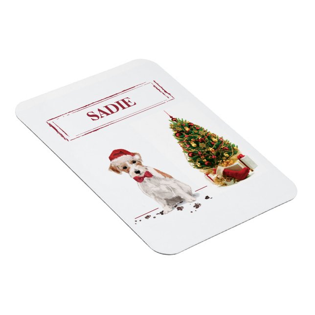 Wire Haired Jack Russell Funny Christmas Dog Magnet (Right Side)