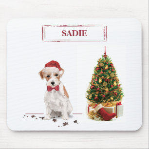 Wire Haired Jack Russell Funny Christmas Dog Mouse Mat