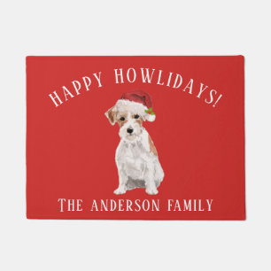 Wire Haired Jack Russell Happy Howlidays Christmas Doormat