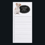Wire Haired Jack Russell Shopping List Magnetic Notepad<br><div class="desc">Adorable things to fetch Wire Haired Jack Russell dog with a black chalkboard frame personalised with your name.</div>