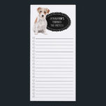 Wire Haired Jack Russell Shopping List Magnetic Notepad<br><div class="desc">Adorable things to fetch Wire Haired Jack Russell dog with a black chalkboard frame personalised with your name.</div>